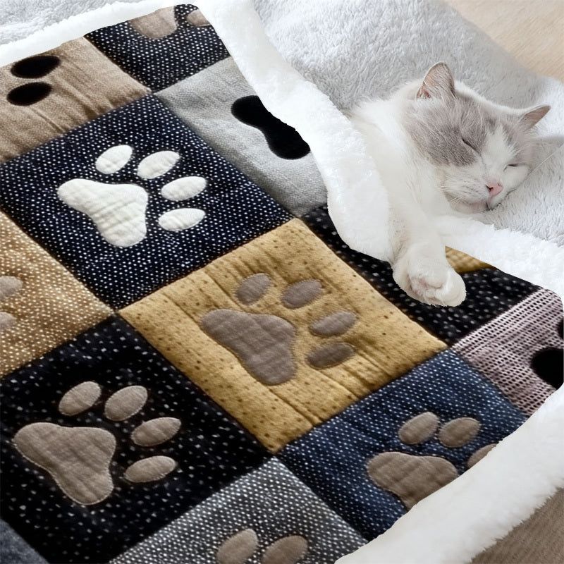 EURO VIBE Luxury Paw Print Dog Blanket – Soft Fleece Throw Warm & Cosy