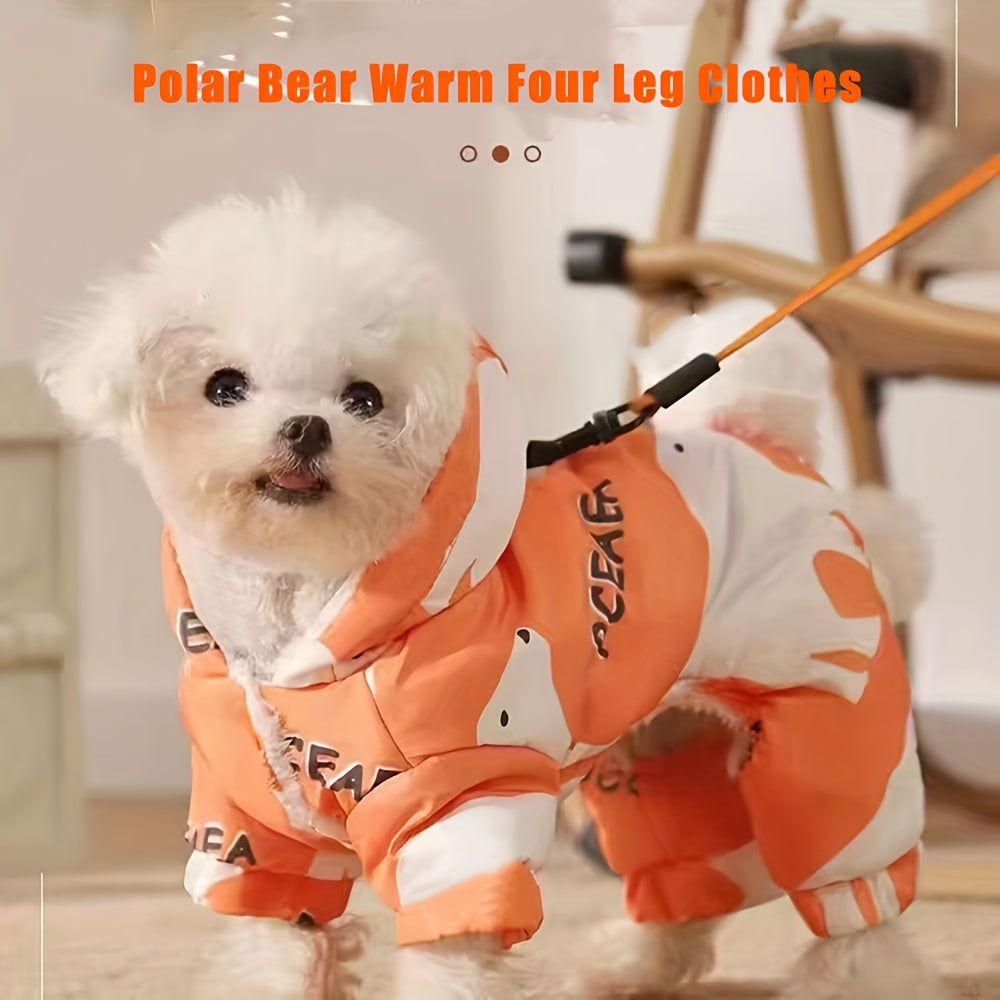 EURO VIBE Polar Bear Dog Jumpsuit | Warm Four-Leg Winter Outfit