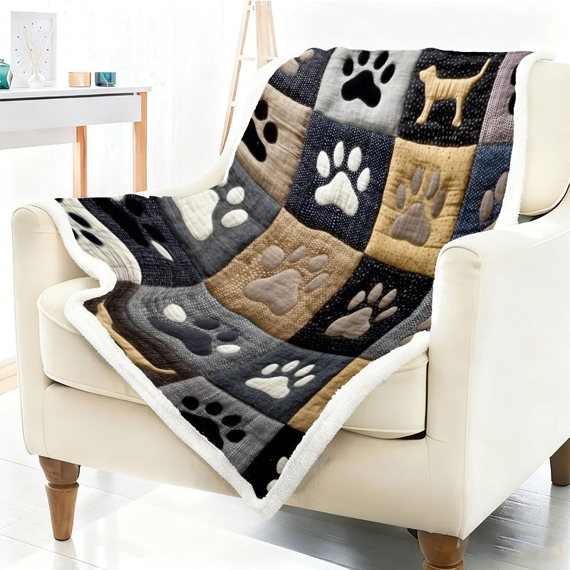 EURO VIBE Luxury Paw Print Dog Blanket – Soft Fleece Throw Warm & Cosy