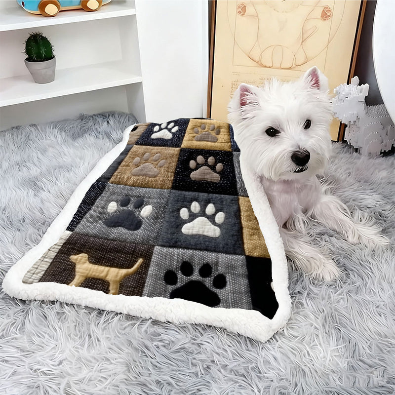 EURO VIBE Luxury Paw Print Dog Blanket – Soft Fleece Throw Warm & Cosy