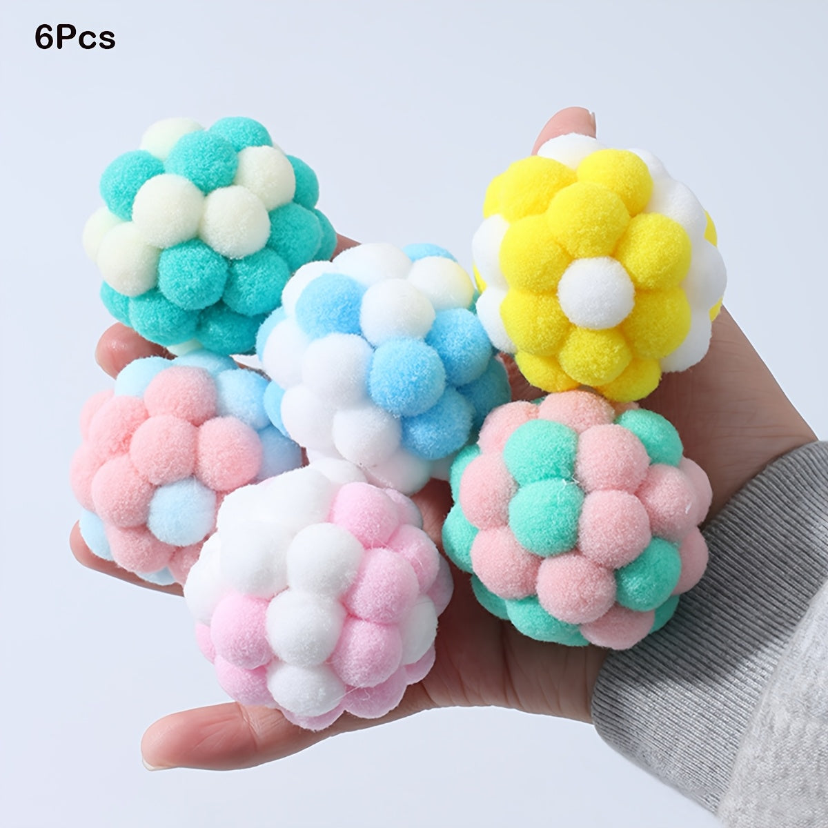 EURO VIBE Cat Pom Pom Ball Toys – Soft Interactive Play Balls UK