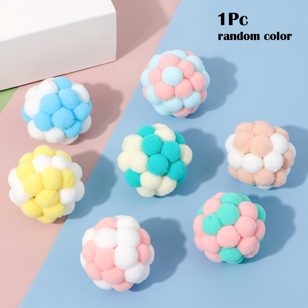 EURO VIBE Cat Pom Pom Ball Toys – Soft Interactive Play Balls UK