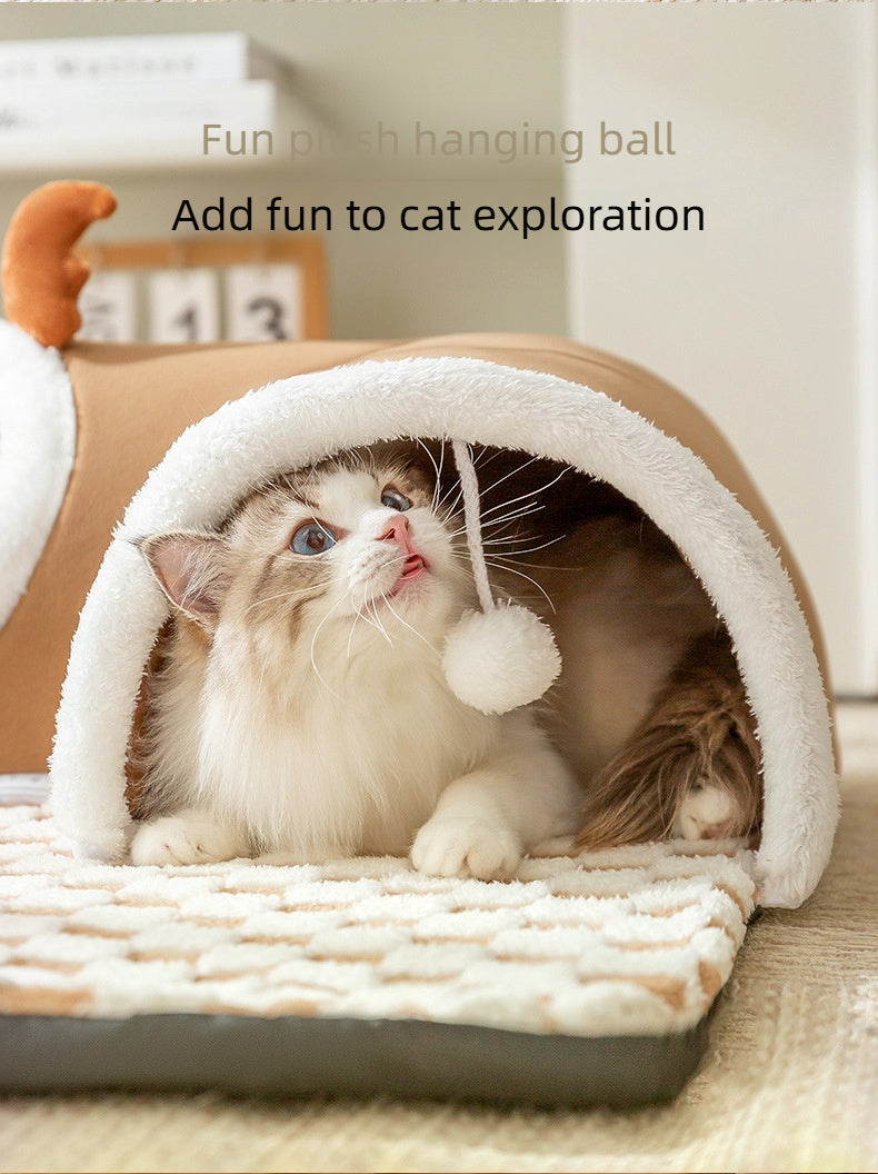 EURO VIBE Cat Play & Sleep Tunnel Bed | Cozy Indoor Cat Nest