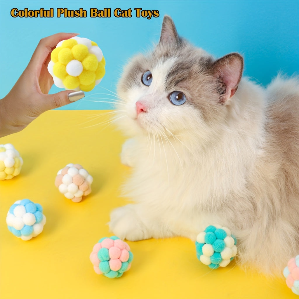 EURO VIBE Cat Pom Pom Ball Toys – Soft Interactive Play Balls UK