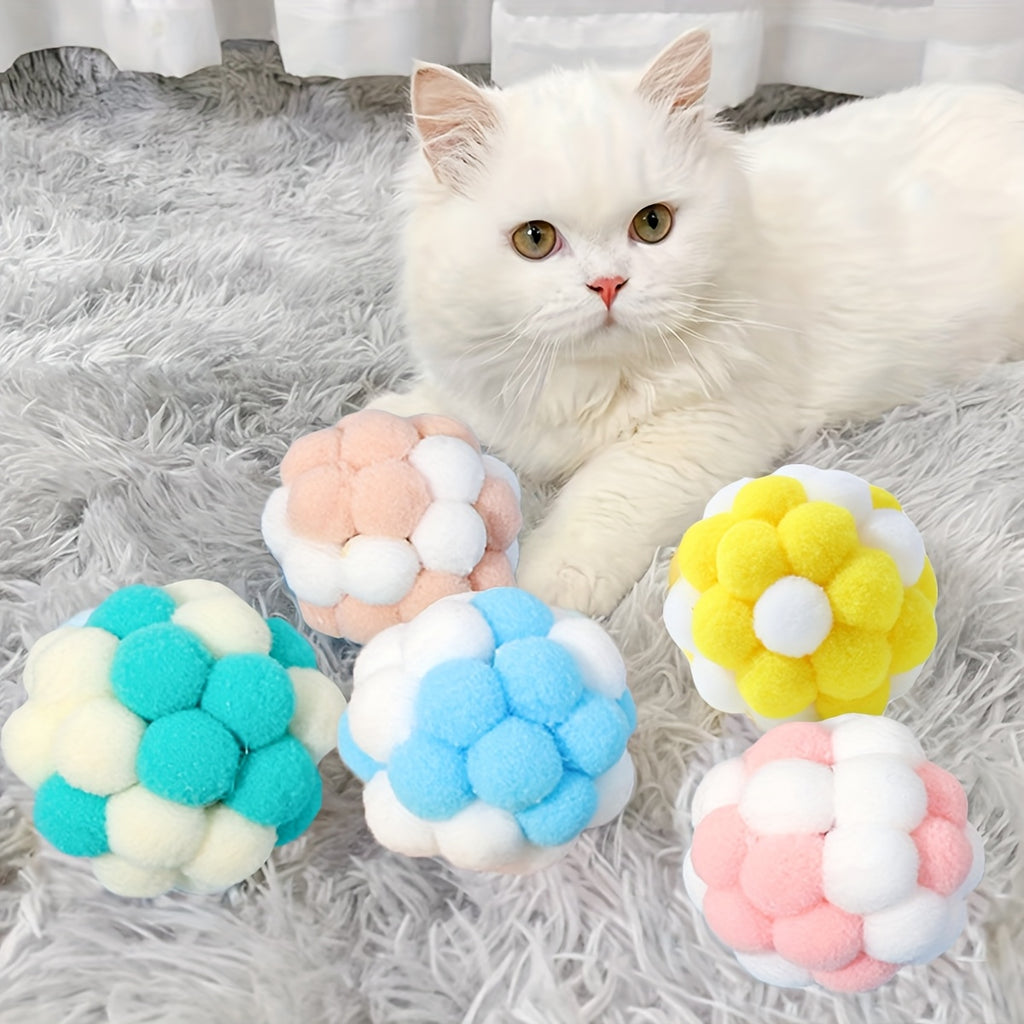 EURO VIBE Cat Pom Pom Ball Toys – Soft Interactive Play Balls UK