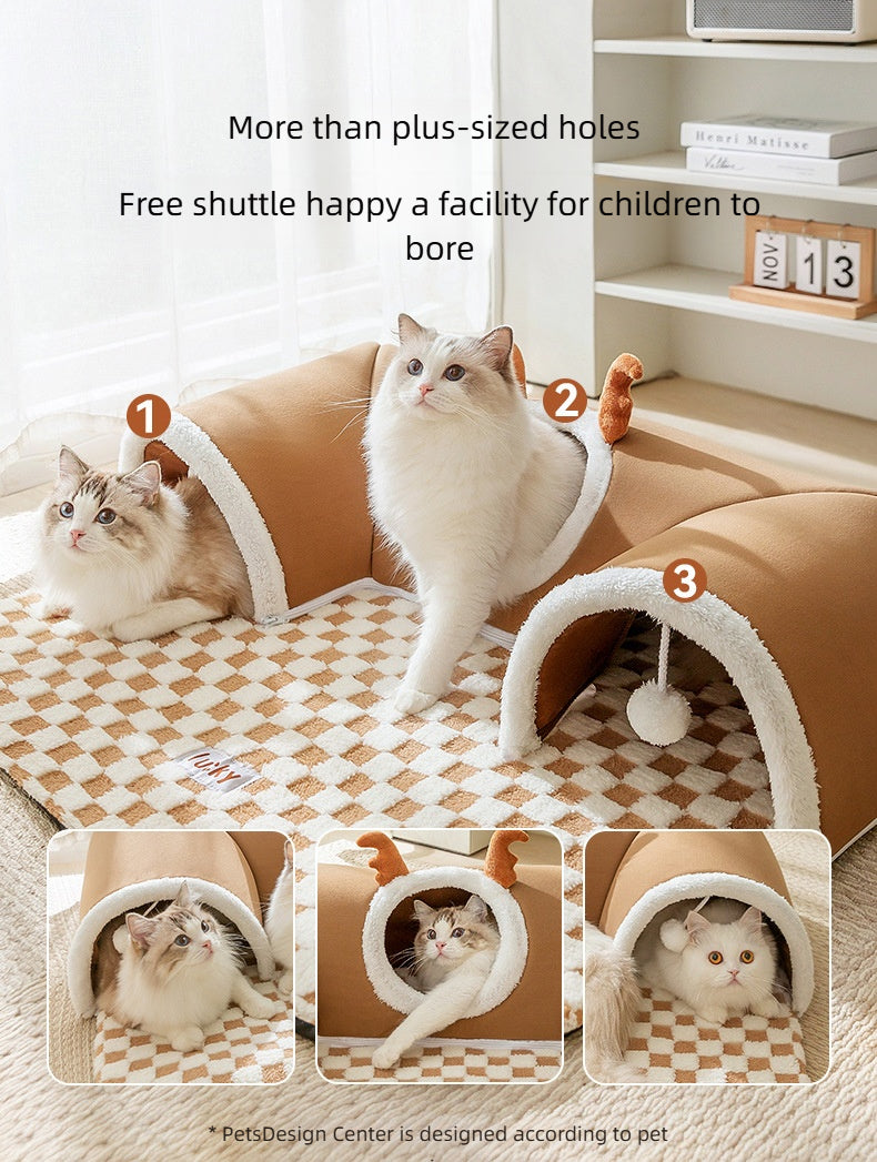 EURO VIBE Cat Play & Sleep Tunnel Bed | Cozy Indoor Cat Nest