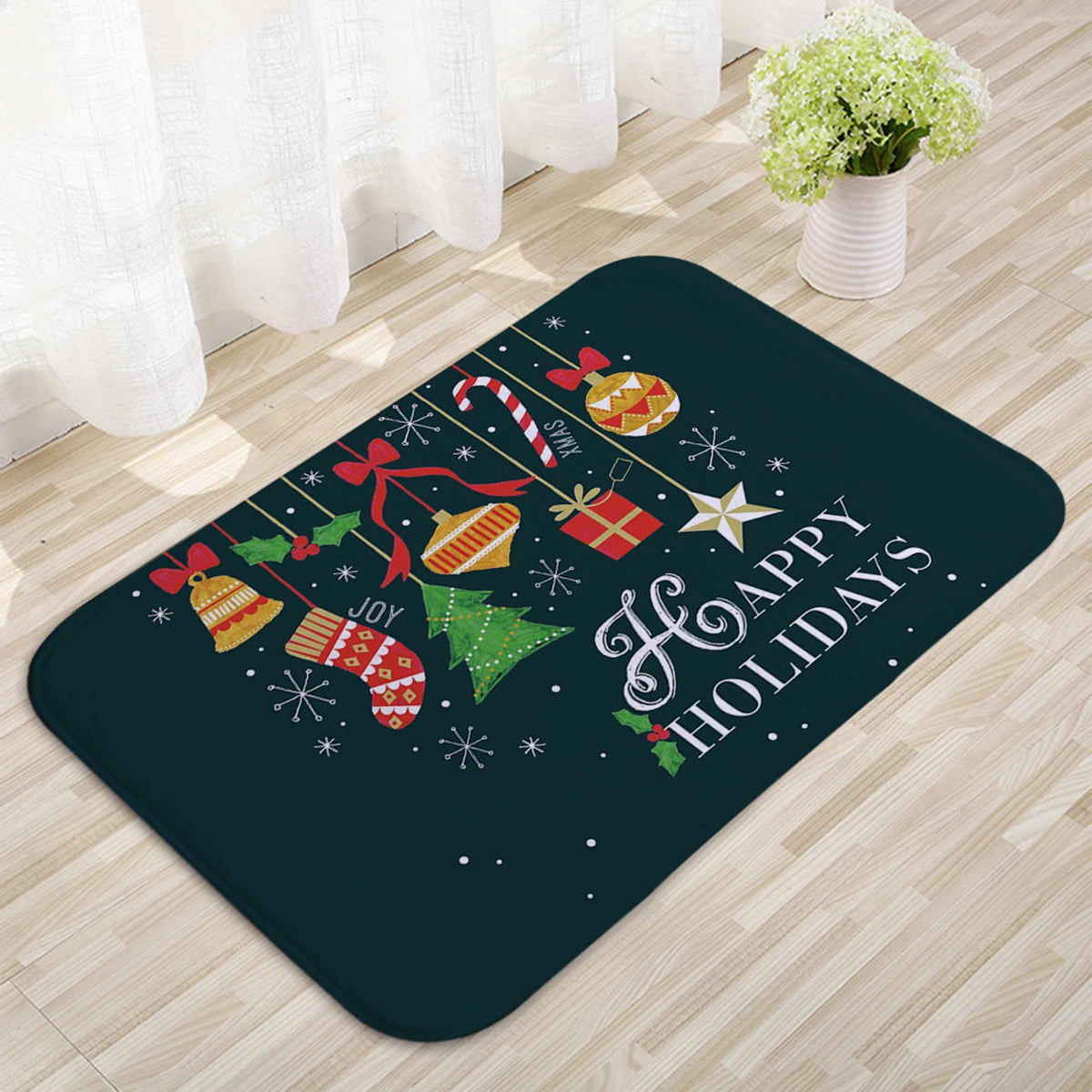 EURO VIBE Merry Christmas Decorative Floor Mat – Festive Holiday Rug