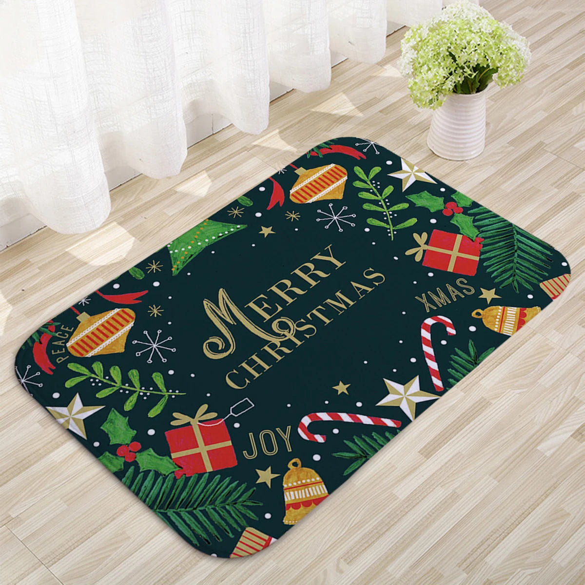 EURO VIBE Merry Christmas Decorative Floor Mat – Festive Holiday Rug