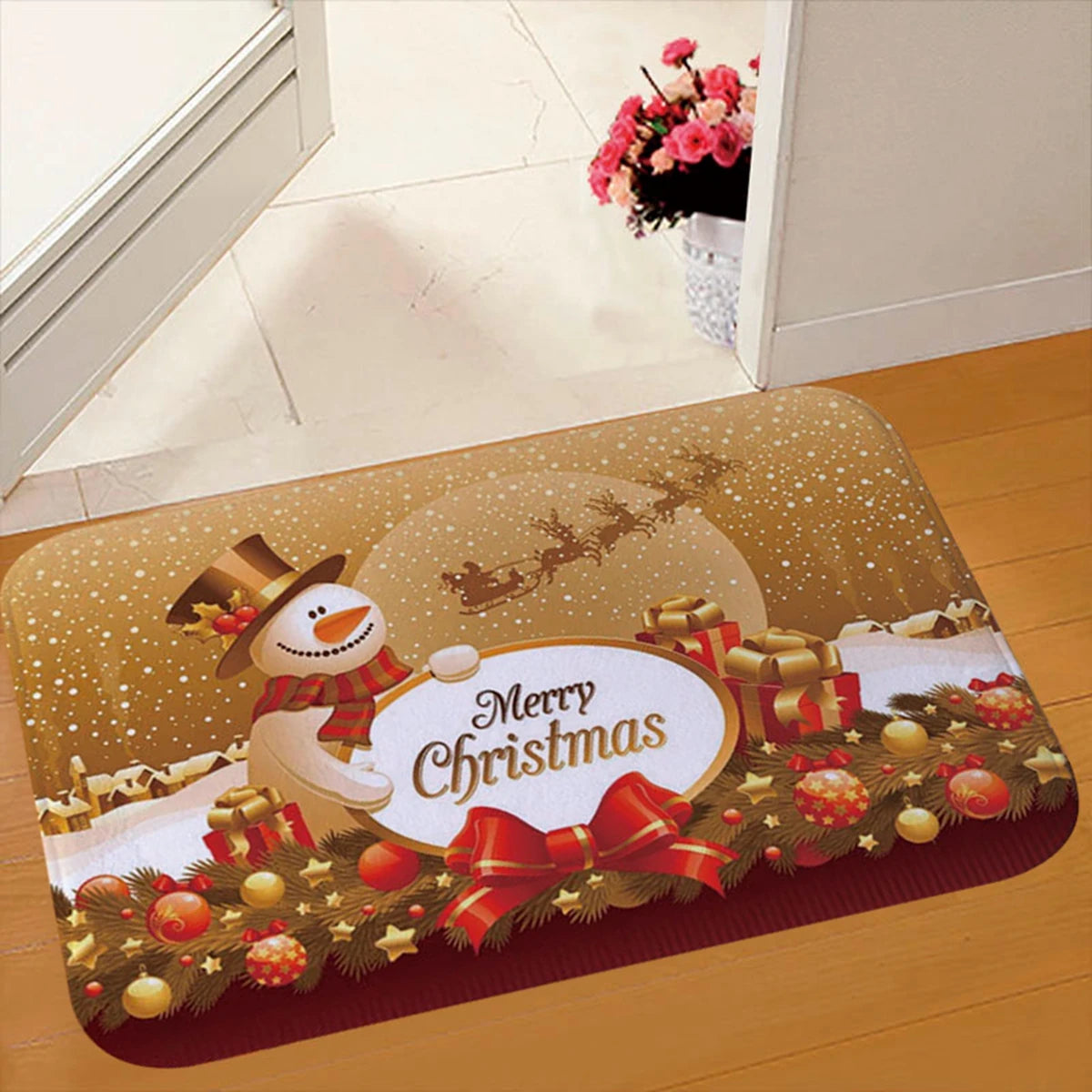 EURO VIBE Merry Christmas Decorative Floor Mat – Festive Holiday Rug