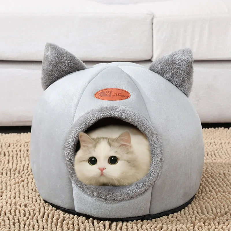 “Cozy Cat Bed House – Soft Warm Pet Cave for Indoor Cats & Kittens”