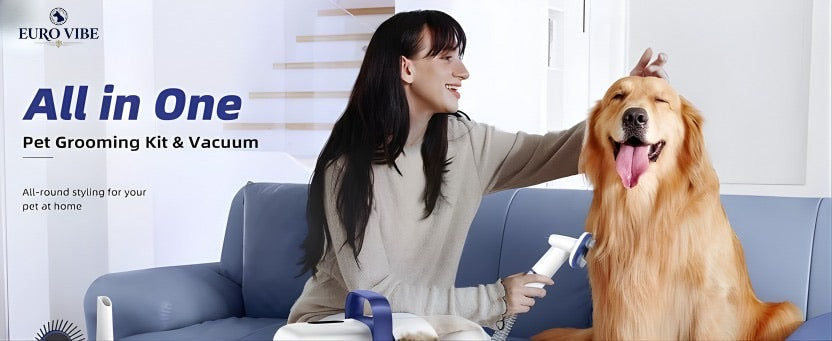 EURO VIBE Pet Grooming Vacuum Kit for Dogs & Cats UK