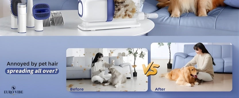 EURO VIBE Pet Grooming Vacuum Kit for Dogs & Cats UK