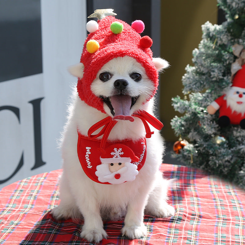 Cute Christmas Pet Costume Set | Festive Dog Hats & Bibs for Holiday Fun