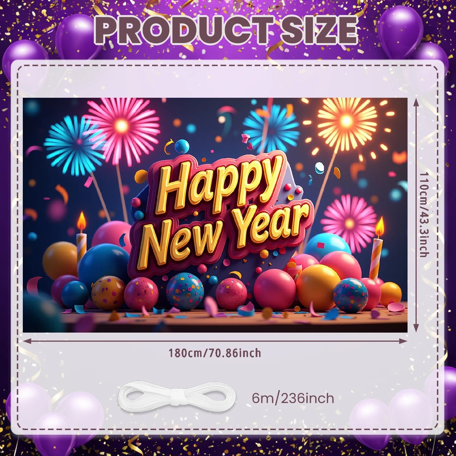 New Year 2026 Backdrop – Gold Party Banner for Photos | EURO VIBE