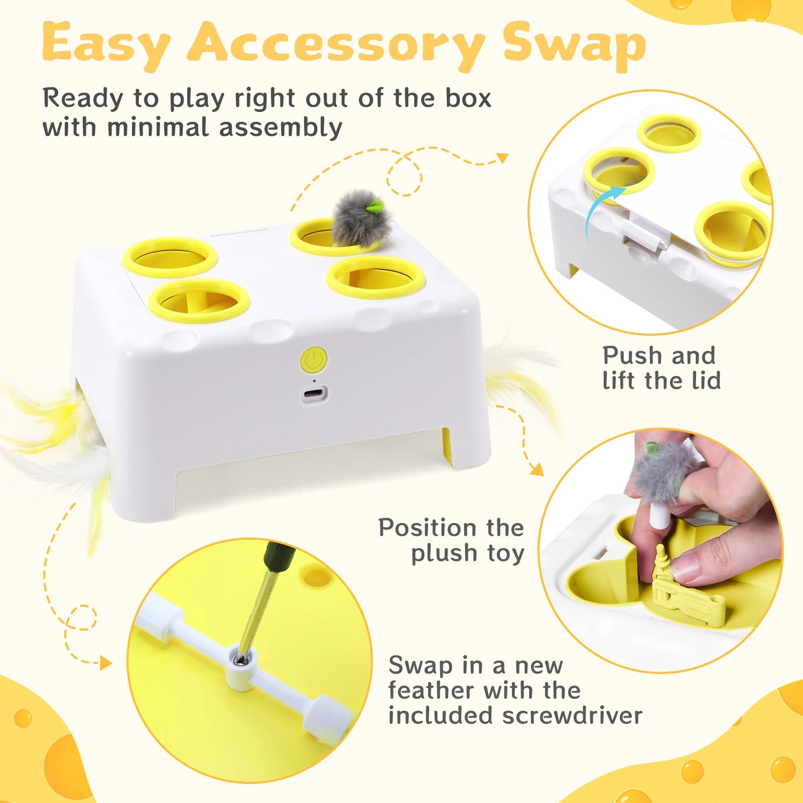 Automatic Rotating Feather Cat Toy Interactive Hunting Toy UK