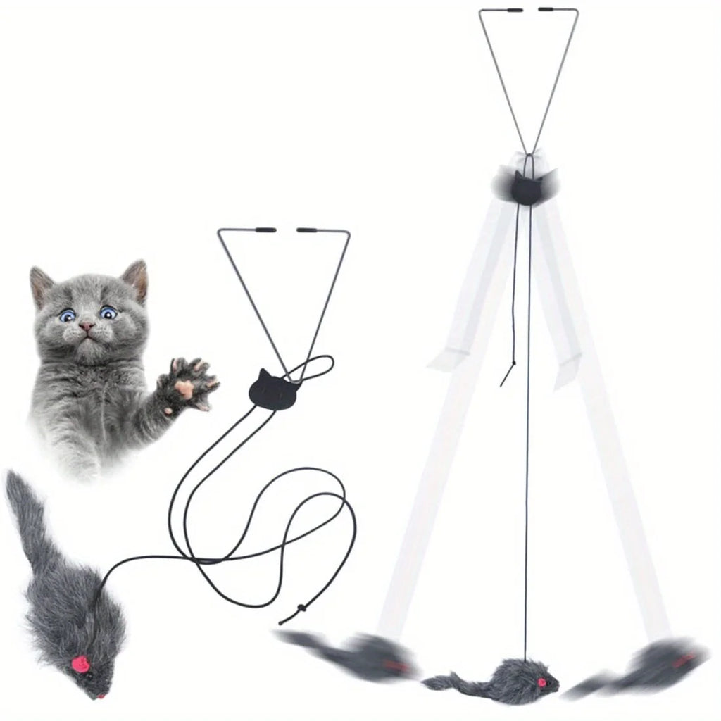 Interactive Hanging Mouse Cat Toy for Door | Fun Indoor Play