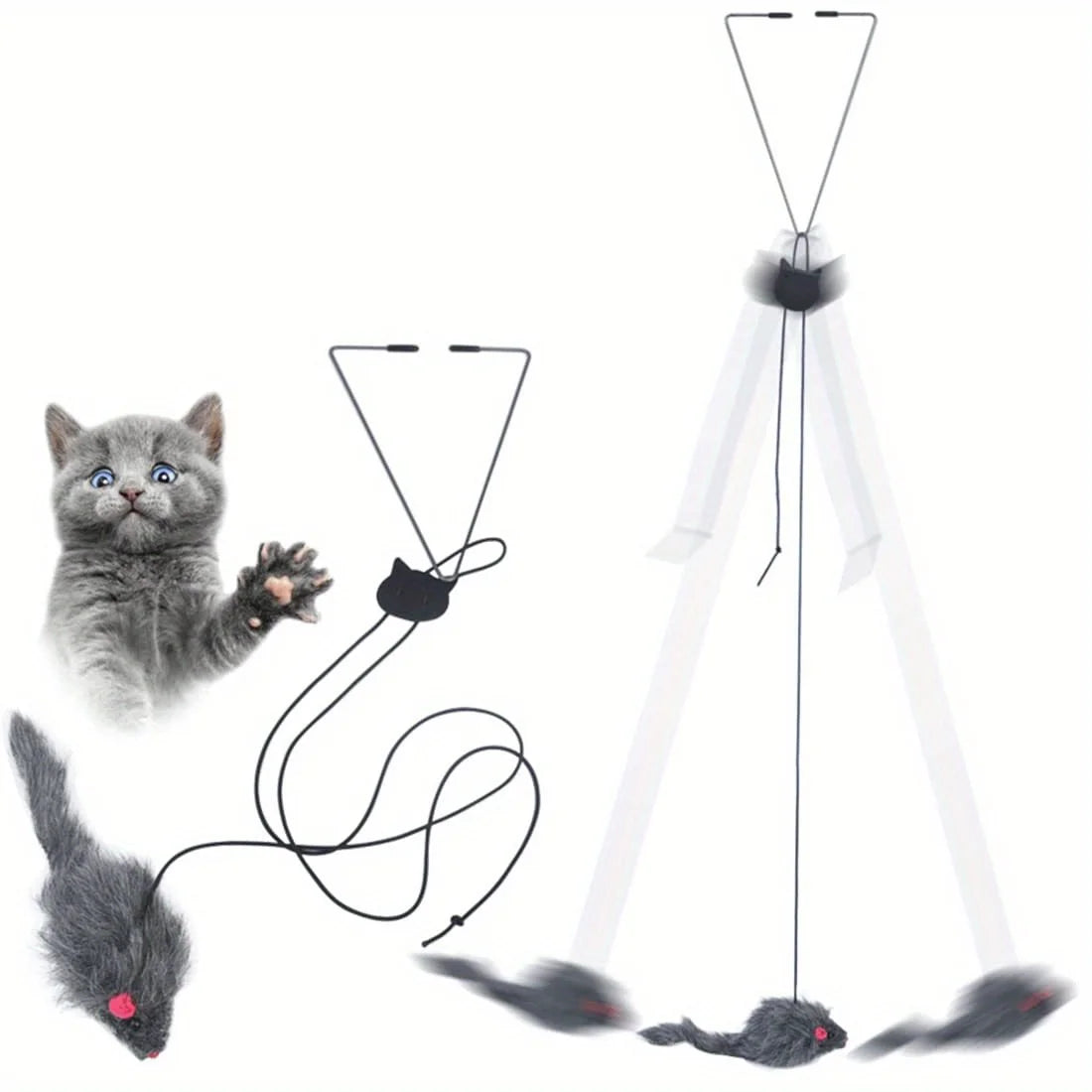 Interactive Hanging Mouse Cat Toy for Door | Fun Indoor Play