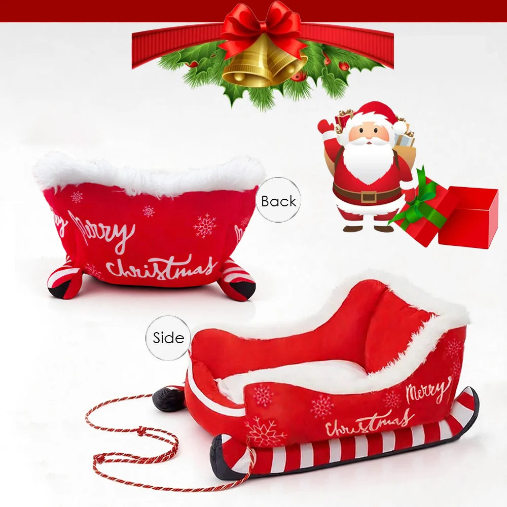Luxury Christmas Cat Bed – Soft Festive Kitten Sleigh for Cats & Pets UK