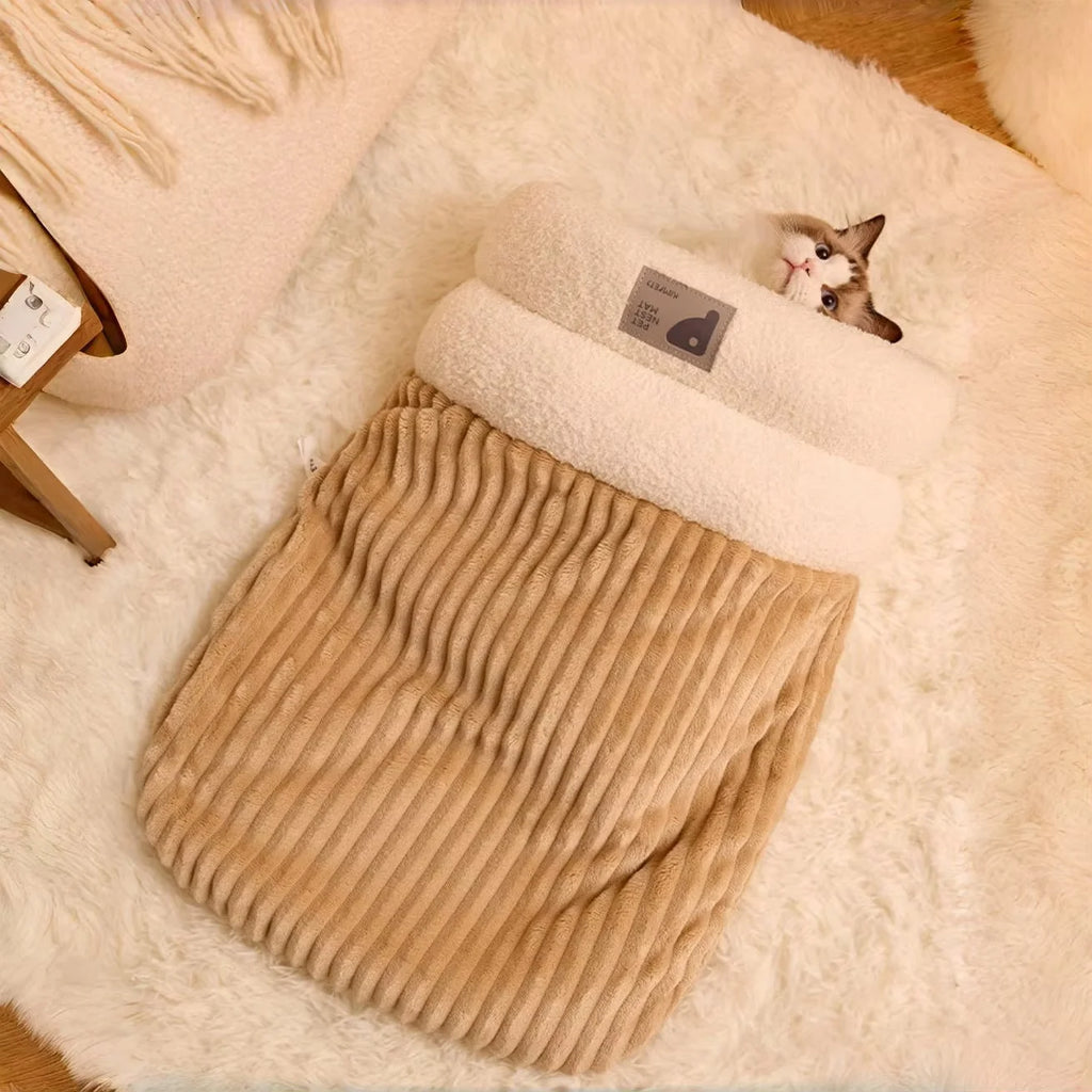 EURO VIBE Cosy Cat Sleeping Bag Bed | Warm Plush Hideaway