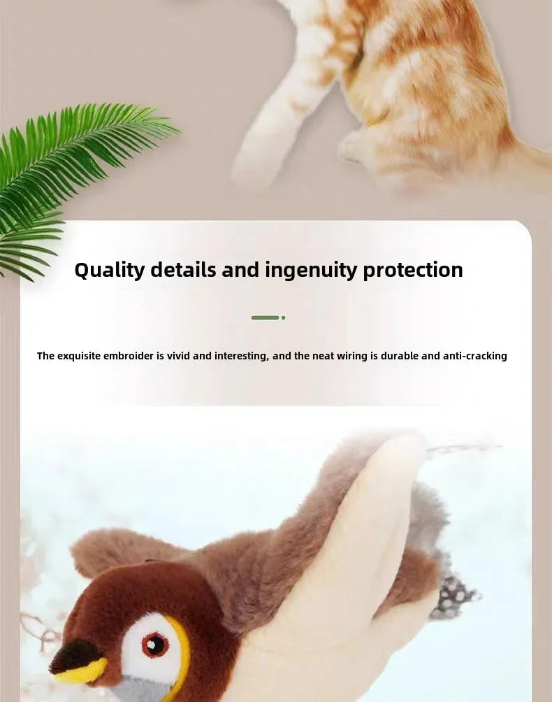 Rechargeable Flying Bird Cat Toy with Chirping & Flapping Wings