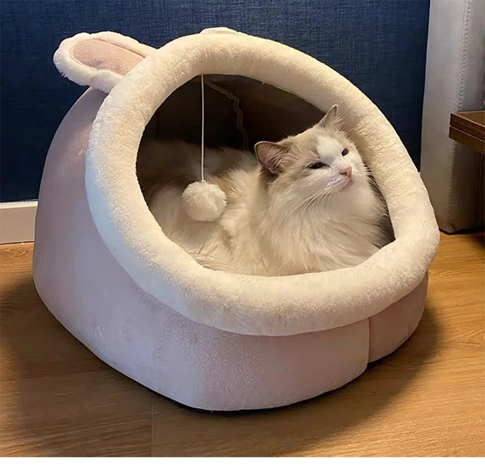 “Cozy Cat Cave Bed UK | EURO VIBE Plush Enclosed Cat House”