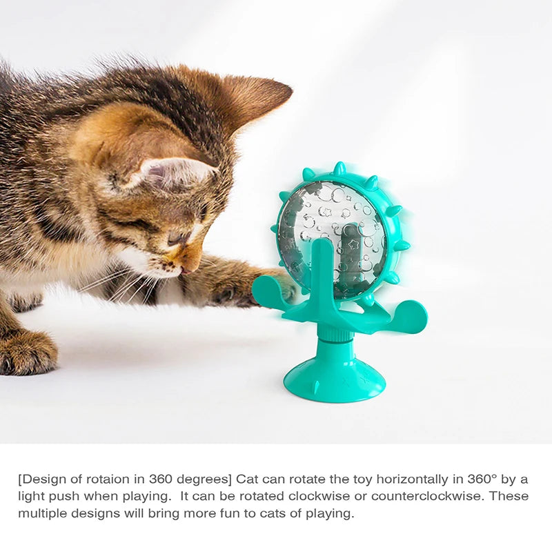 EURO VIBE Spinning Cat Treat Dispenser Toy | Interactive Feeder