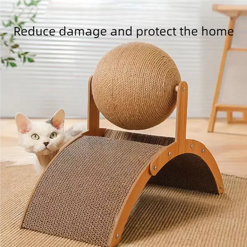 Wooden Cat Scratching Board with Sisal Ball | EURO VIBE