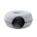 “Premium Grey Felt Donut Cat Bed & Cave – Enclosed Cat Sleep Pod