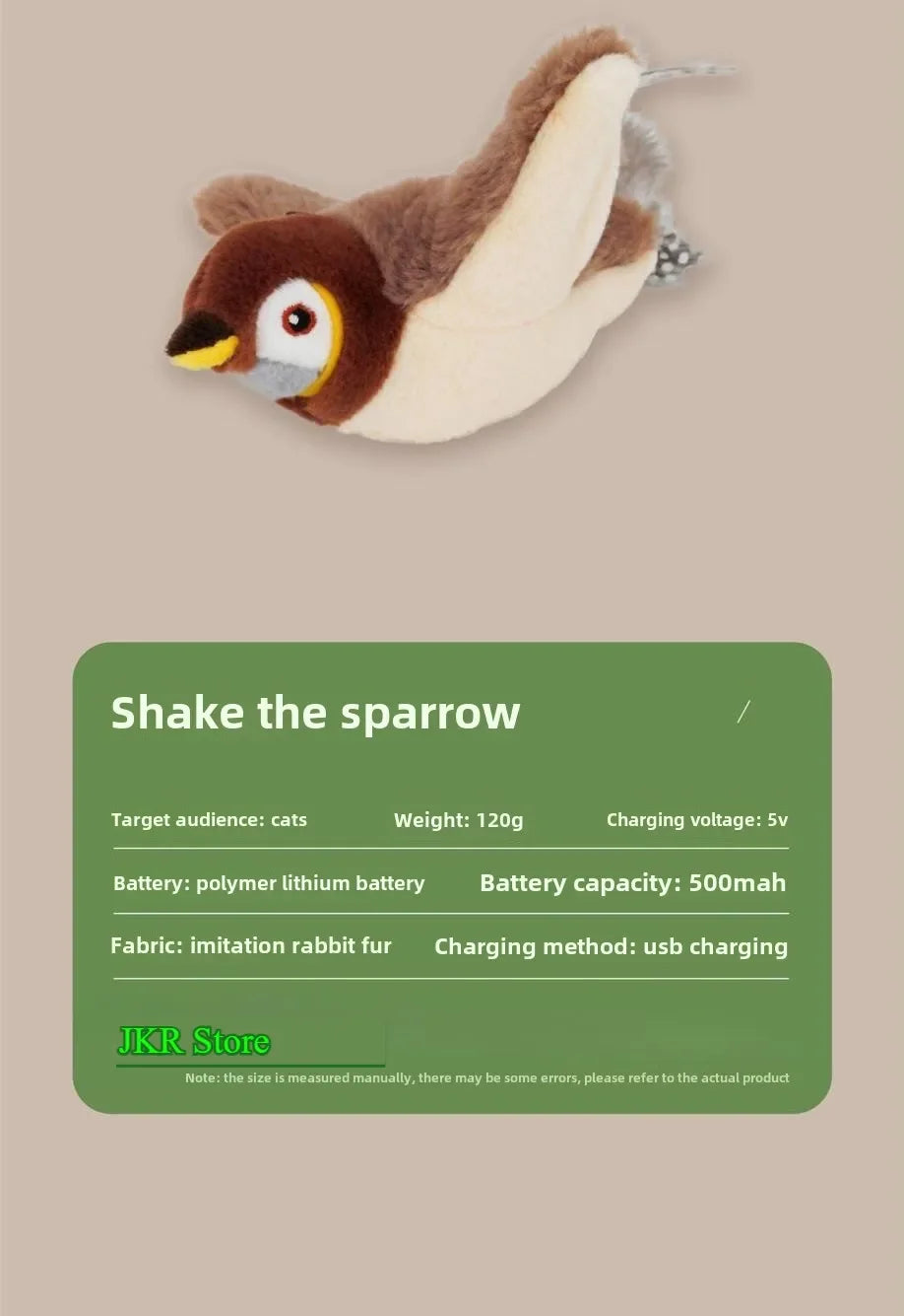 Rechargeable Flying Bird Cat Toy with Chirping & Flapping Wings