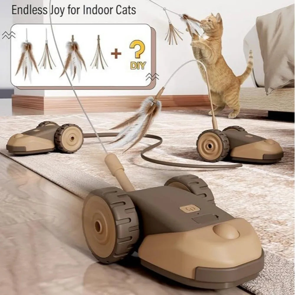 EURO VIBE Rolling Cat Teaser Toy | Feather Chase Play Set