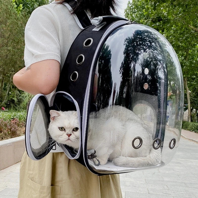 “Space Capsule Pet Backpack – Breathable Transparent Cat Carrier Bag”