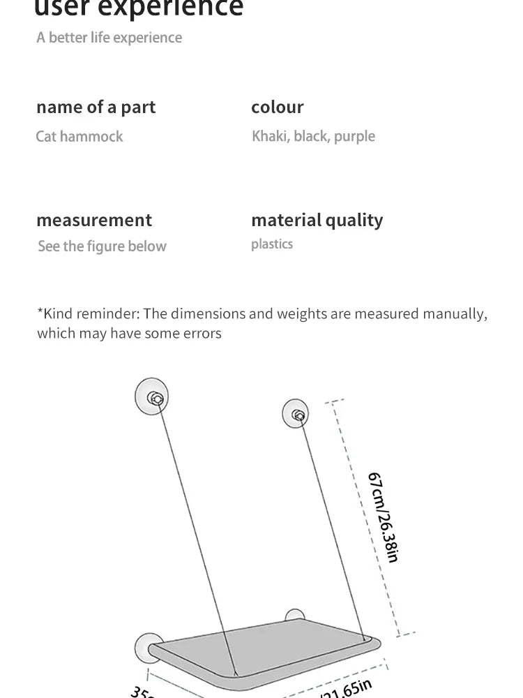 “Premium Cat Window Hammock – Strong Suction, Elevated Lounging Spot