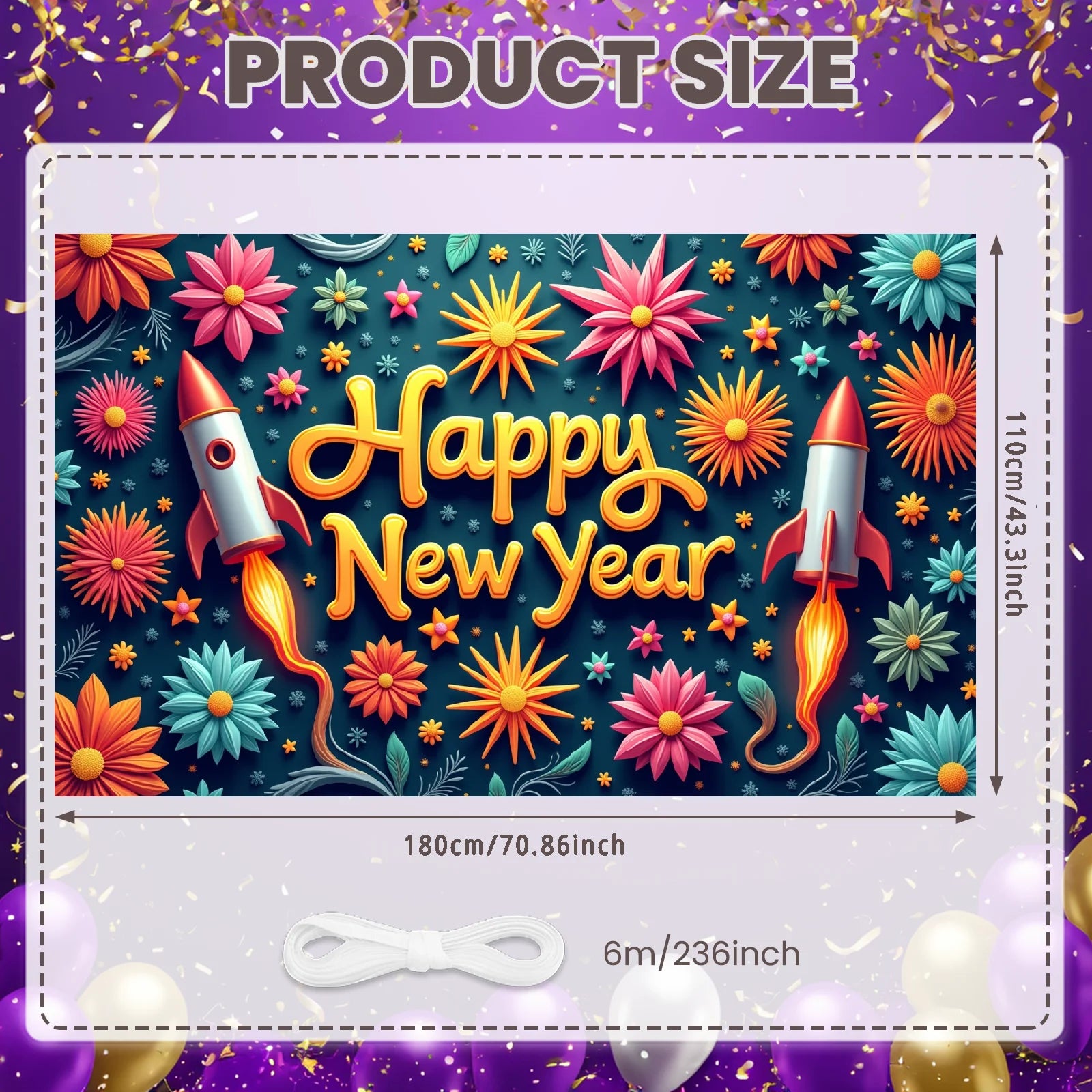 New Year 2026 Backdrop – Gold Party Banner for Photos | EURO VIBE