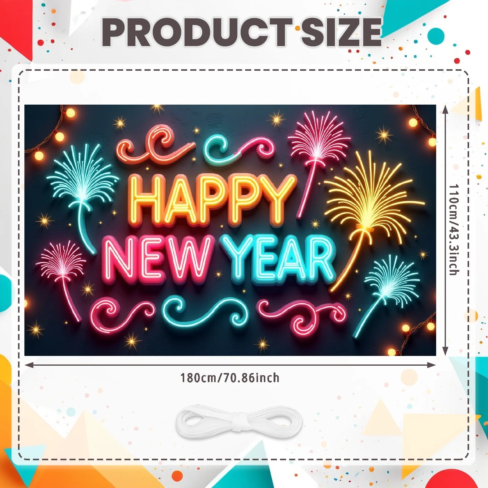 New Year 2026 Backdrop – Gold Party Banner for Photos | EURO VIBE