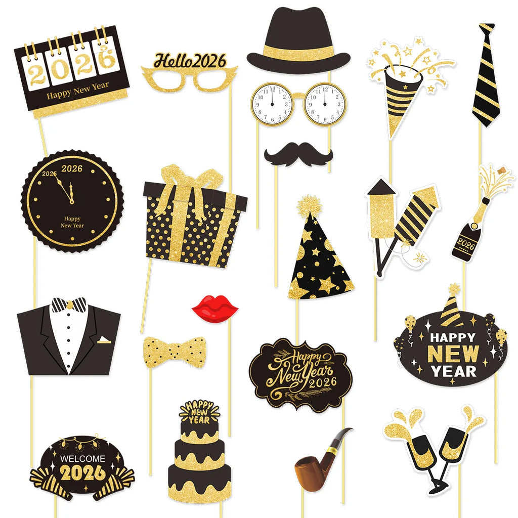 New Year 2026 Party Props Set | Hats, Frames & Glasses – EURO VIBE