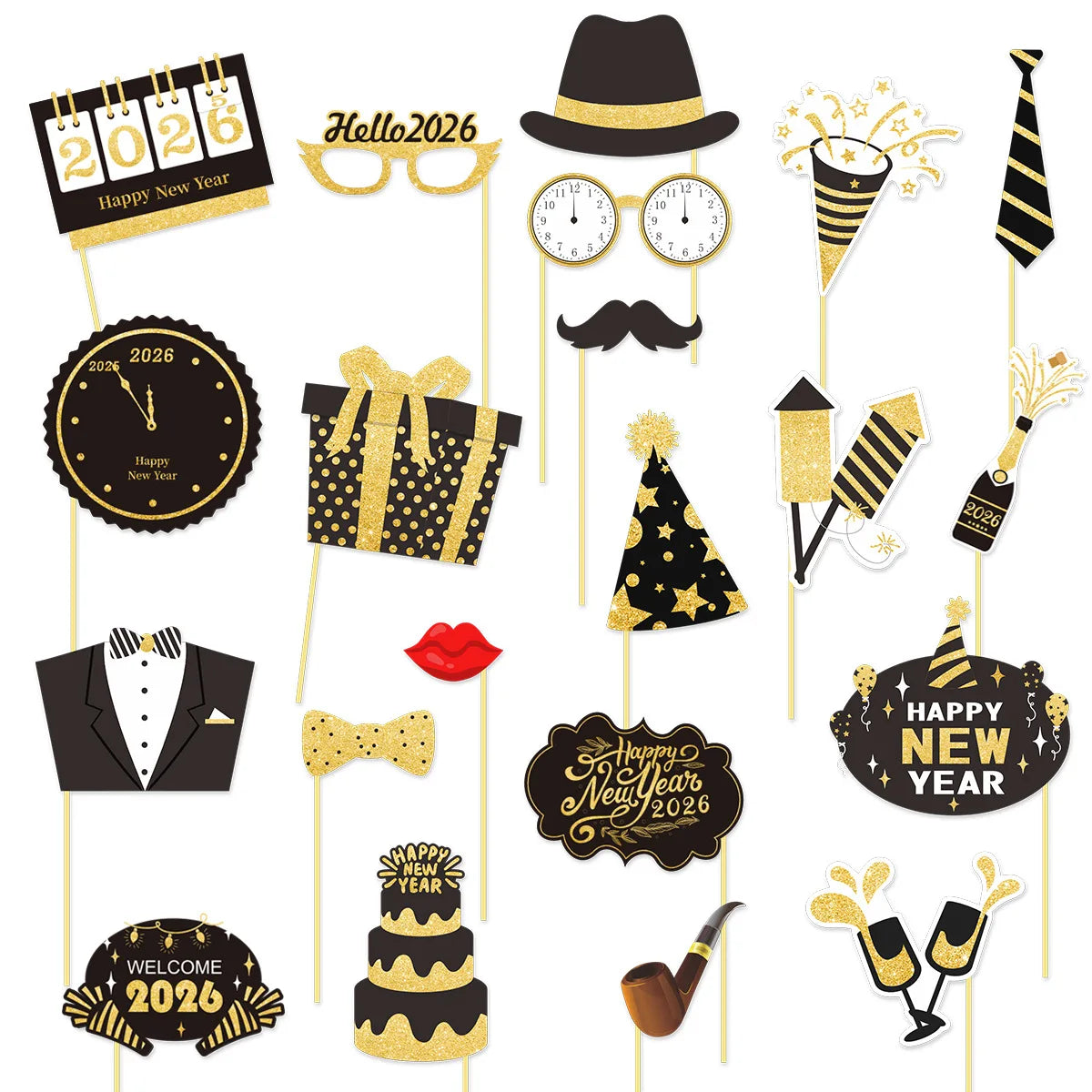 New Year 2026 Party Props Set | Hats, Frames & Glasses – EURO VIBE