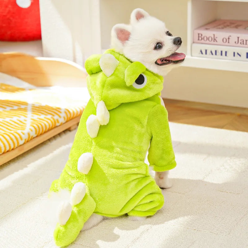 “Cute Dino Dog Costume – Green Dinosaur Outfit for Small & Medium Dogs