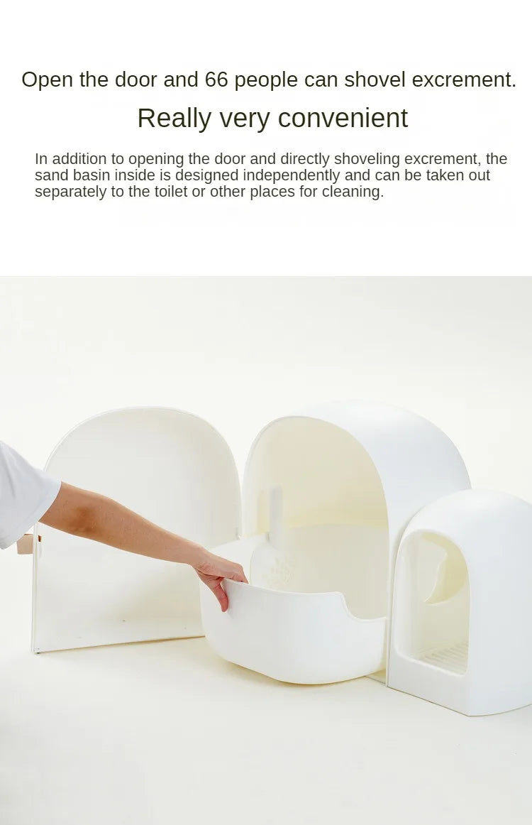 “Modern Enclosed Cat Litter Box & Hideaway – Stylish Cat Toilet