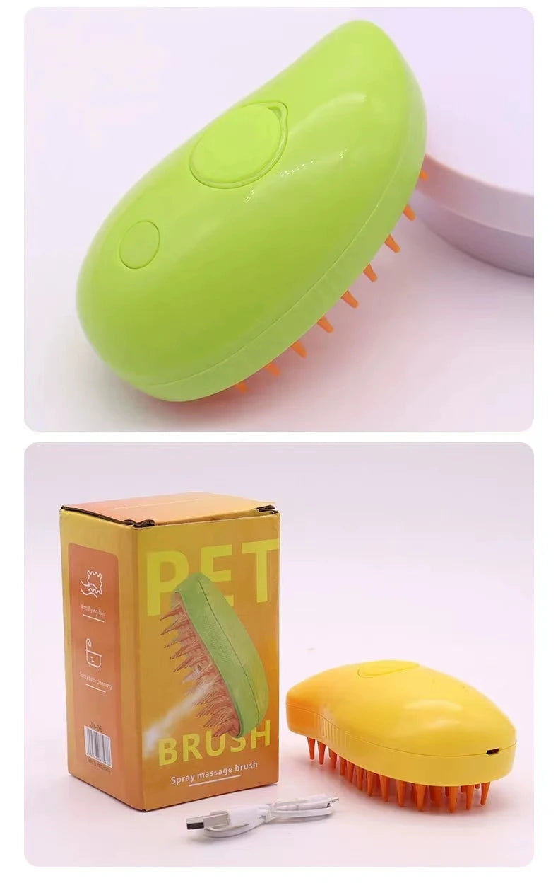 EURO VIBE Steam Pet Grooming Brush for Dogs & Cats – Hair Remover