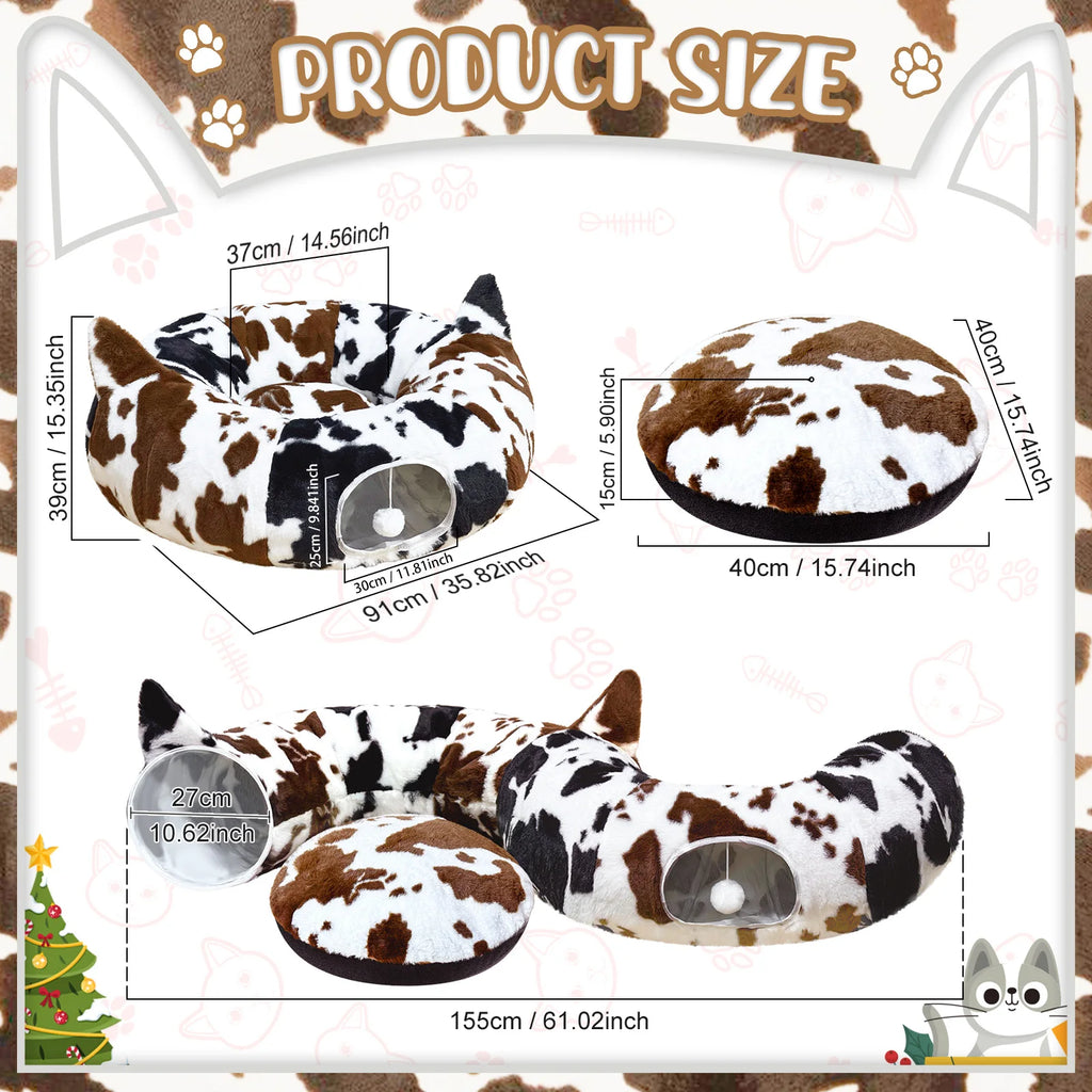 Christmas Cat Bed with Toys | Cozy Winter Pet House for Cats