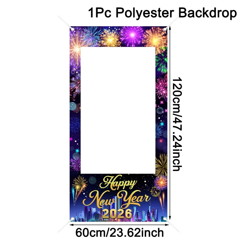 EURO VIBE New Year 2026 Photo Booth Frame – Party Decoration Prop