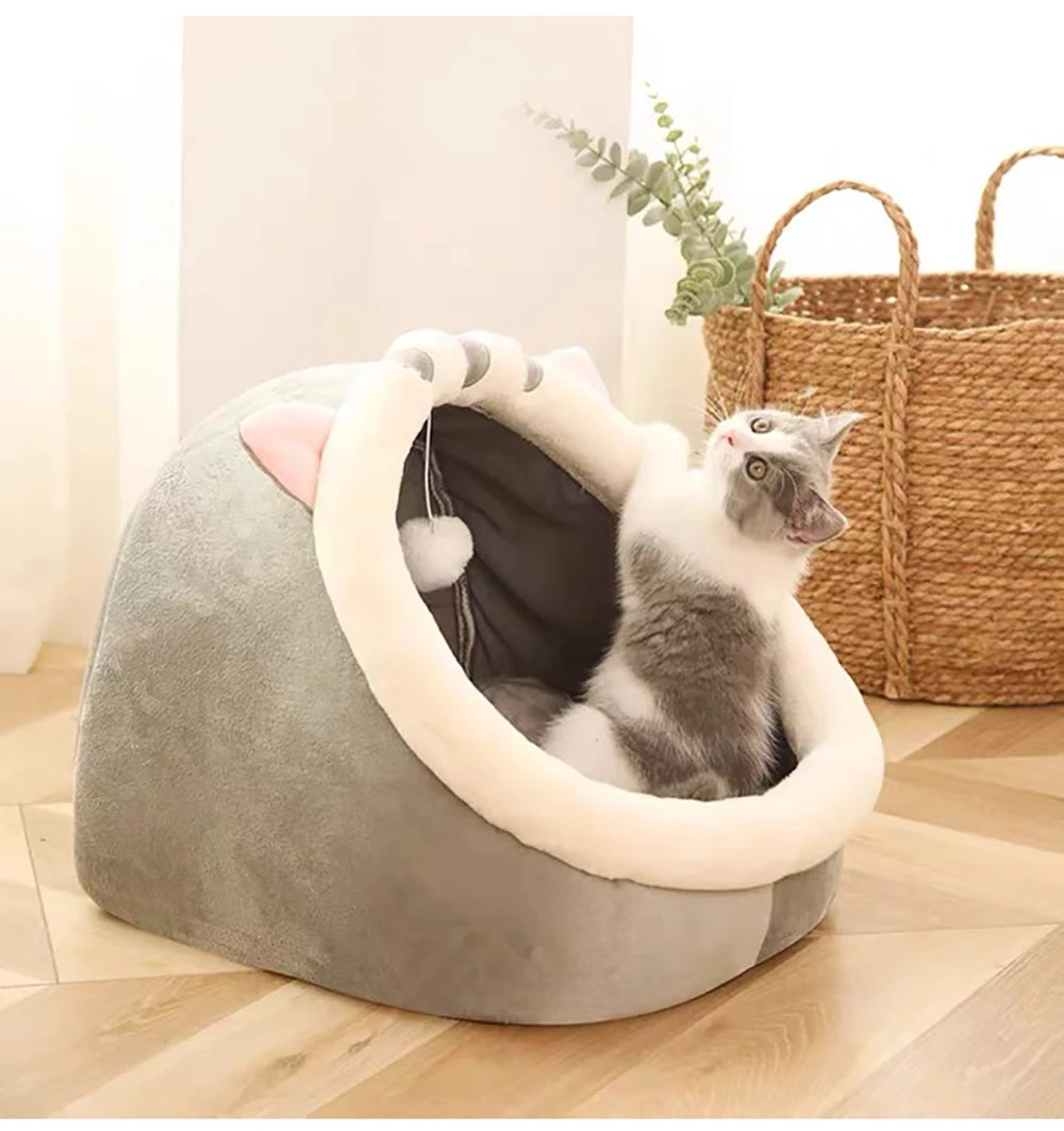 “Cozy Cat Cave Bed UK | EURO VIBE Plush Enclosed Cat House”