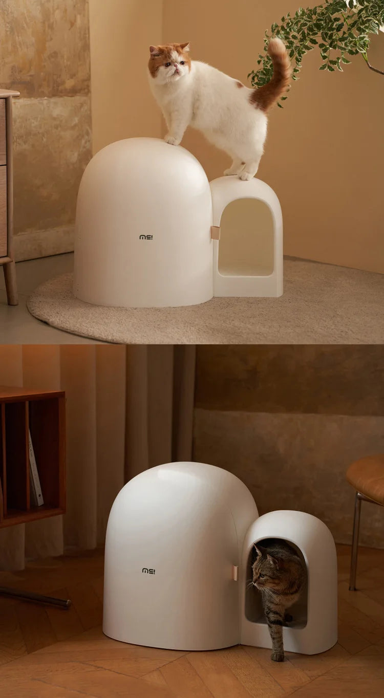 “Modern Enclosed Cat Litter Box & Hideaway – Stylish Cat Toilet
