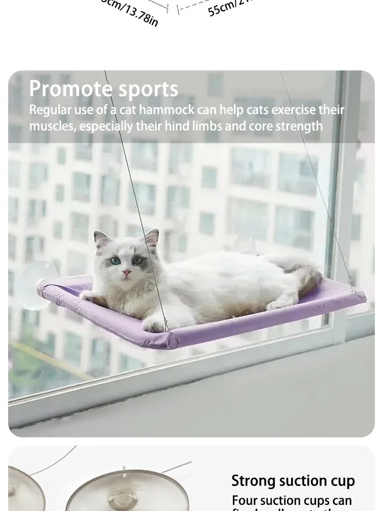 “Premium Cat Window Hammock – Strong Suction, Elevated Lounging Spot