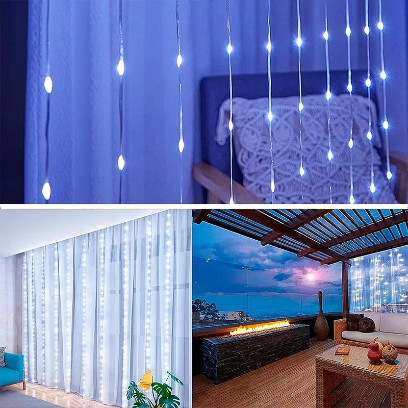 EURO VIBE 3M 300 LED Curtain Fairy Lights – Warm White Indoor Outdoor Décor