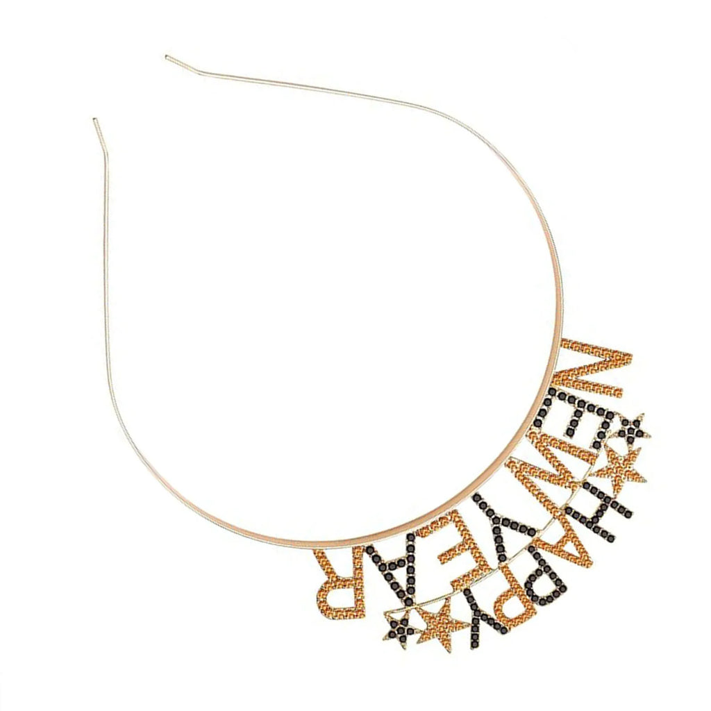 EURO VIBE Happy New Year Rhinestone Headband – Sparkly Party Accessory