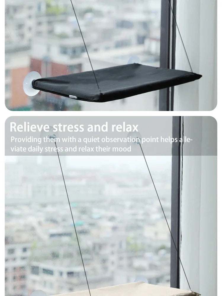 “Premium Cat Window Hammock – Strong Suction, Elevated Lounging Spot