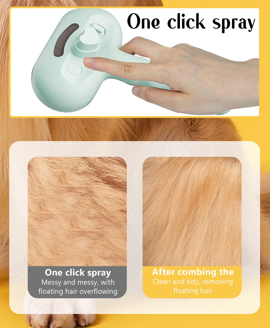 EURO VIBE Pet Grooming Brush – One-Click Hair Removal for Cats & Dogs