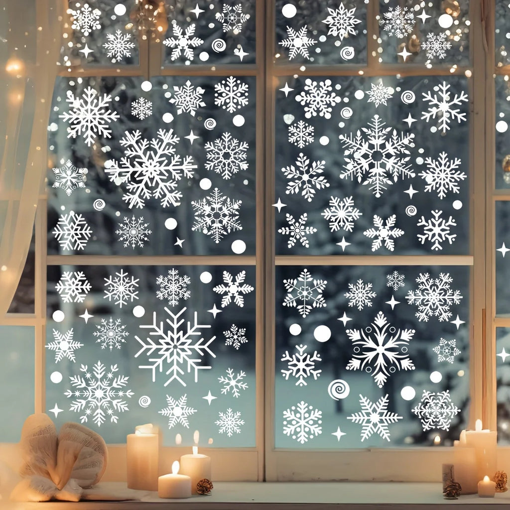 EURO VIBE Snowflake Window Stickers – Christmas Winter Window Décor