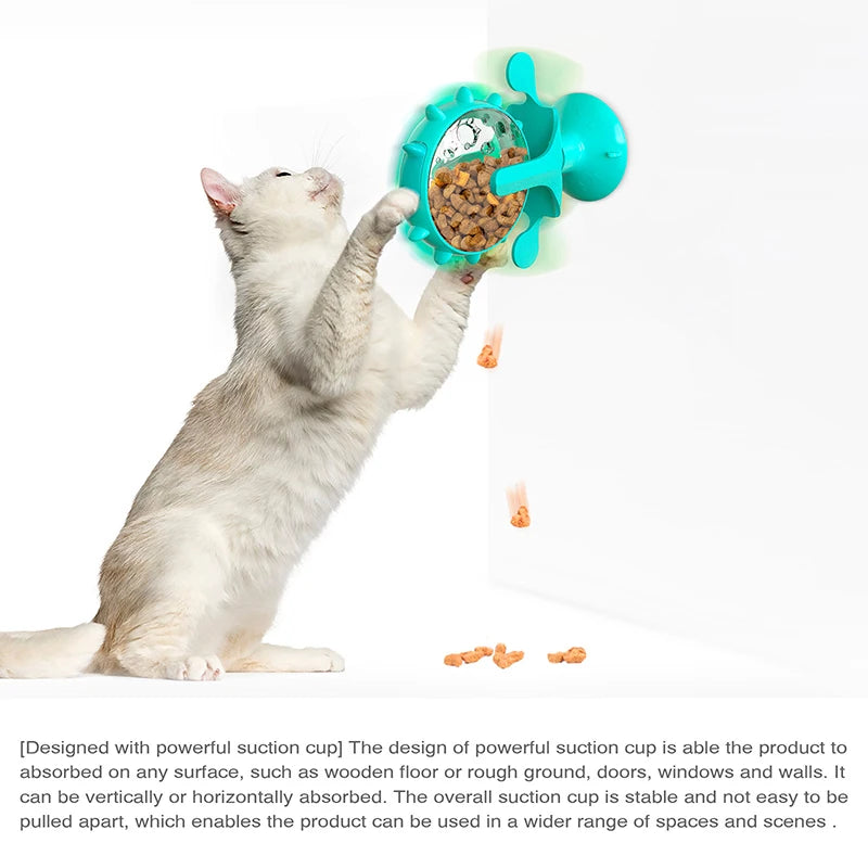EURO VIBE Spinning Cat Treat Dispenser Toy | Interactive Feeder